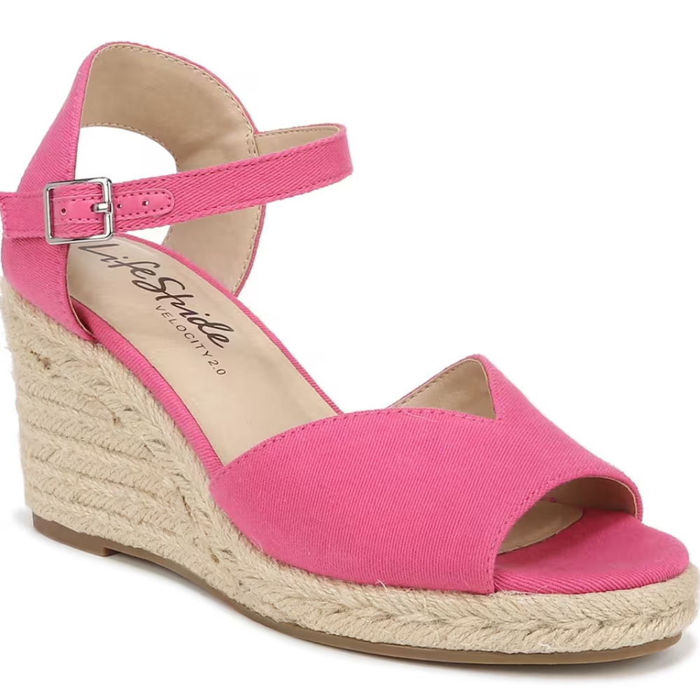 LifeStride Tess Espadrille wedge sandal color Pink women's size 9 with box - Picture 2 of 7